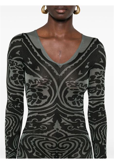 Black Body Tattoo V-neck catsuit Wolford x etro - women WOLFORD X ETRO | 583088095